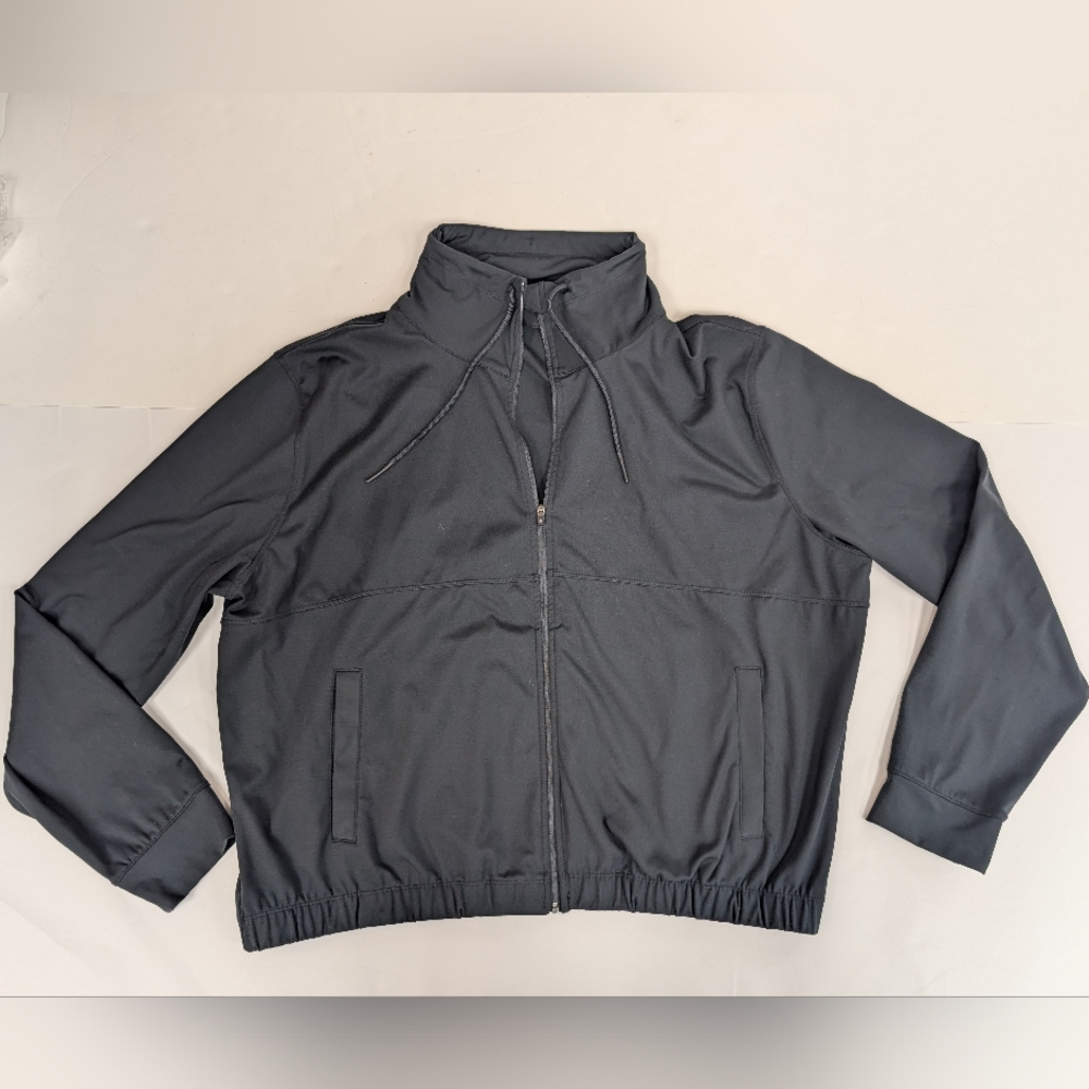 Black Zip Up Boxy Cropped Sweatshirt Jacket XXL [268]